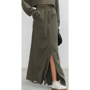 COMMENSE Live It Up Maxi Skirt, Army Green - Size XL, NWT